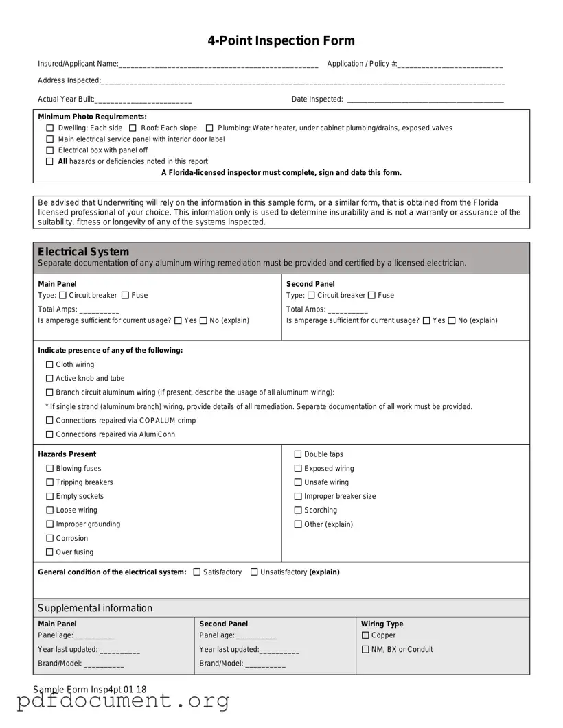 Fill Out Your 4 Point Inspection Form