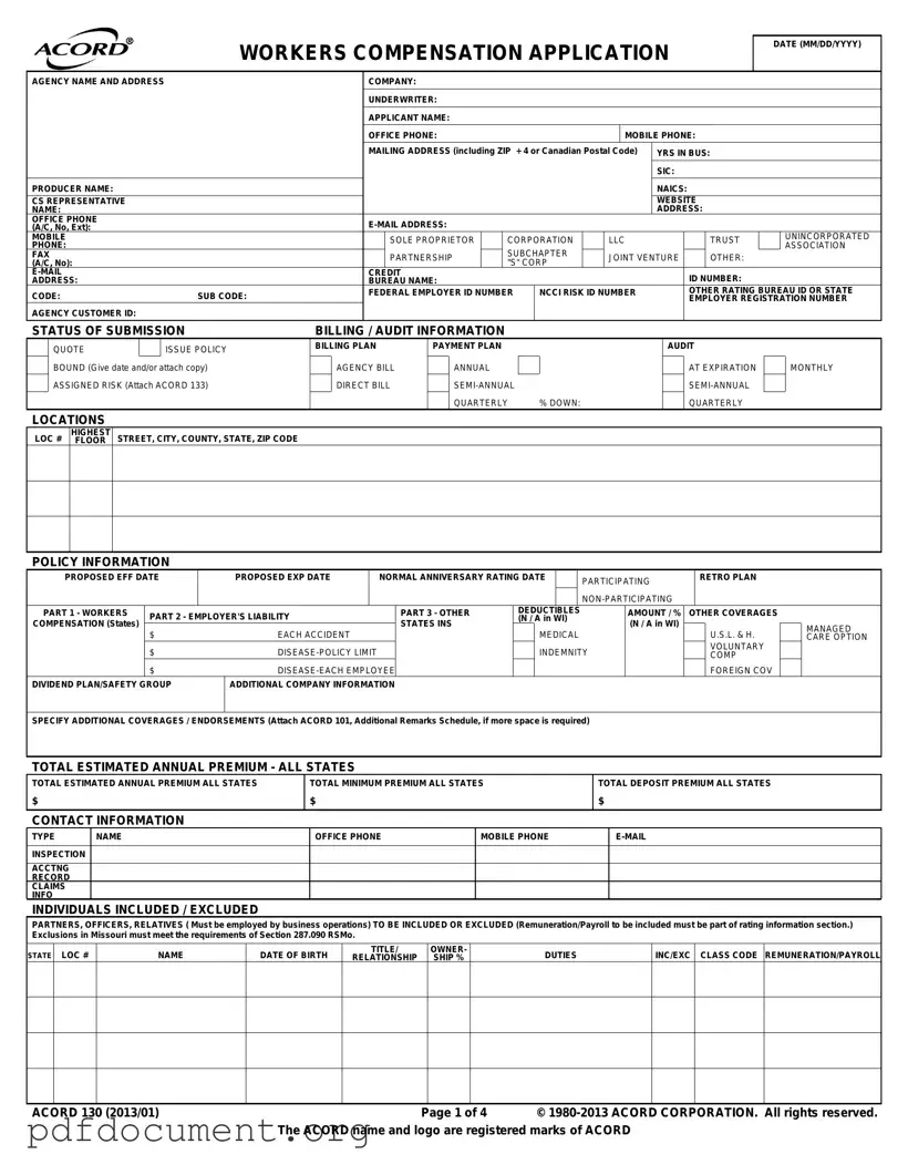Fill Out Your Acord 130 Form
