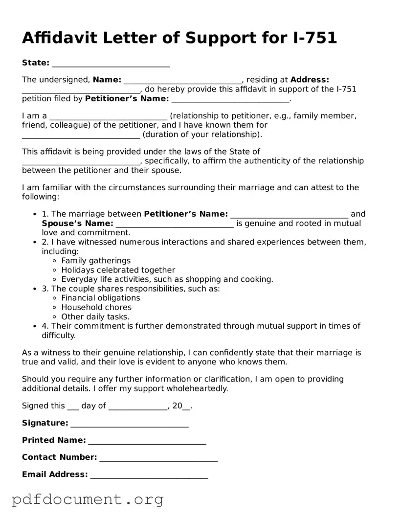 Attorney-Approved Affidavit Letter of Support for I-751 Template
