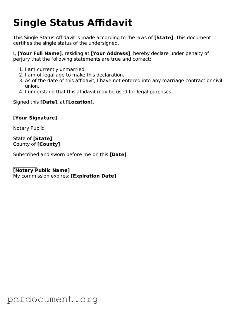 Attorney-Approved Single Status Affidavit Template