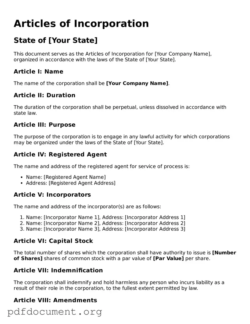 Attorney-Approved Articles of Incorporation Template