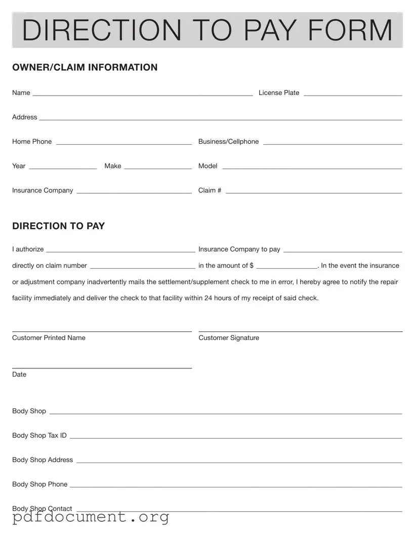 Fill Out Your Authorization And Direction Pay Form