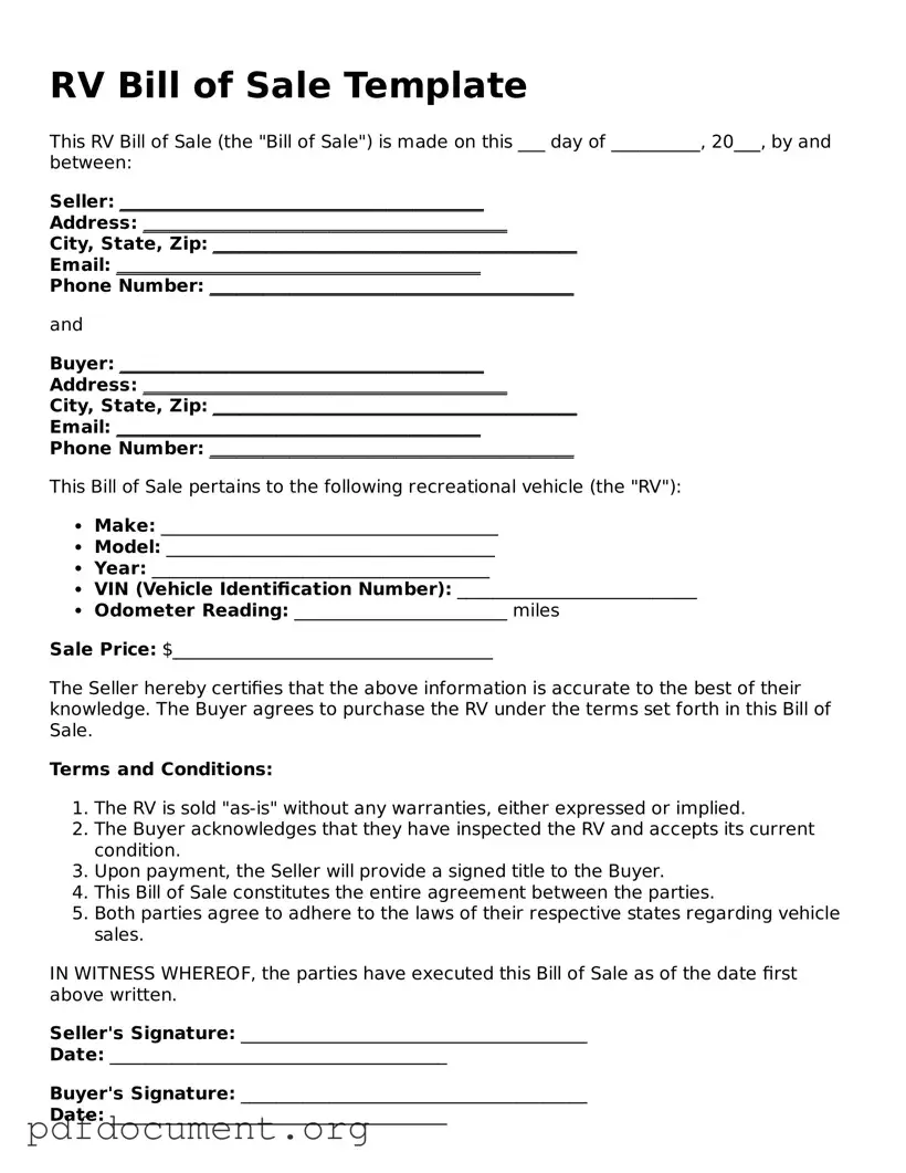 Attorney-Approved RV Bill of Sale Template
