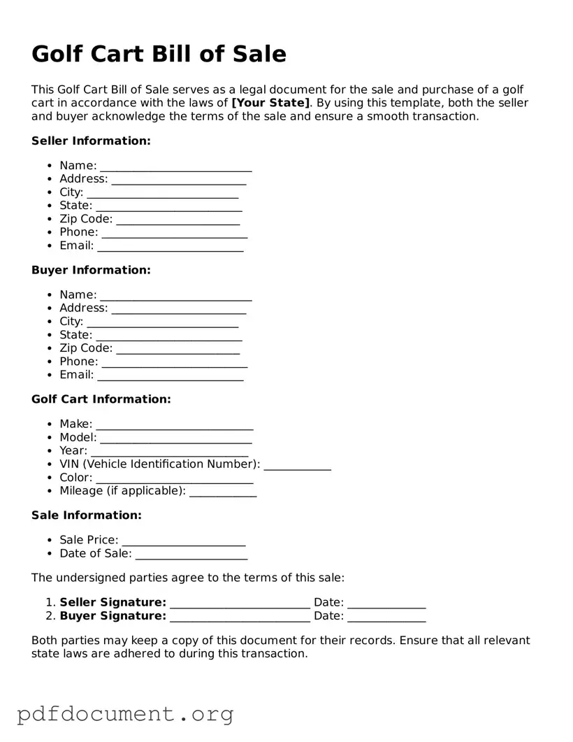 Attorney-Approved Golf Cart Bill of Sale Template