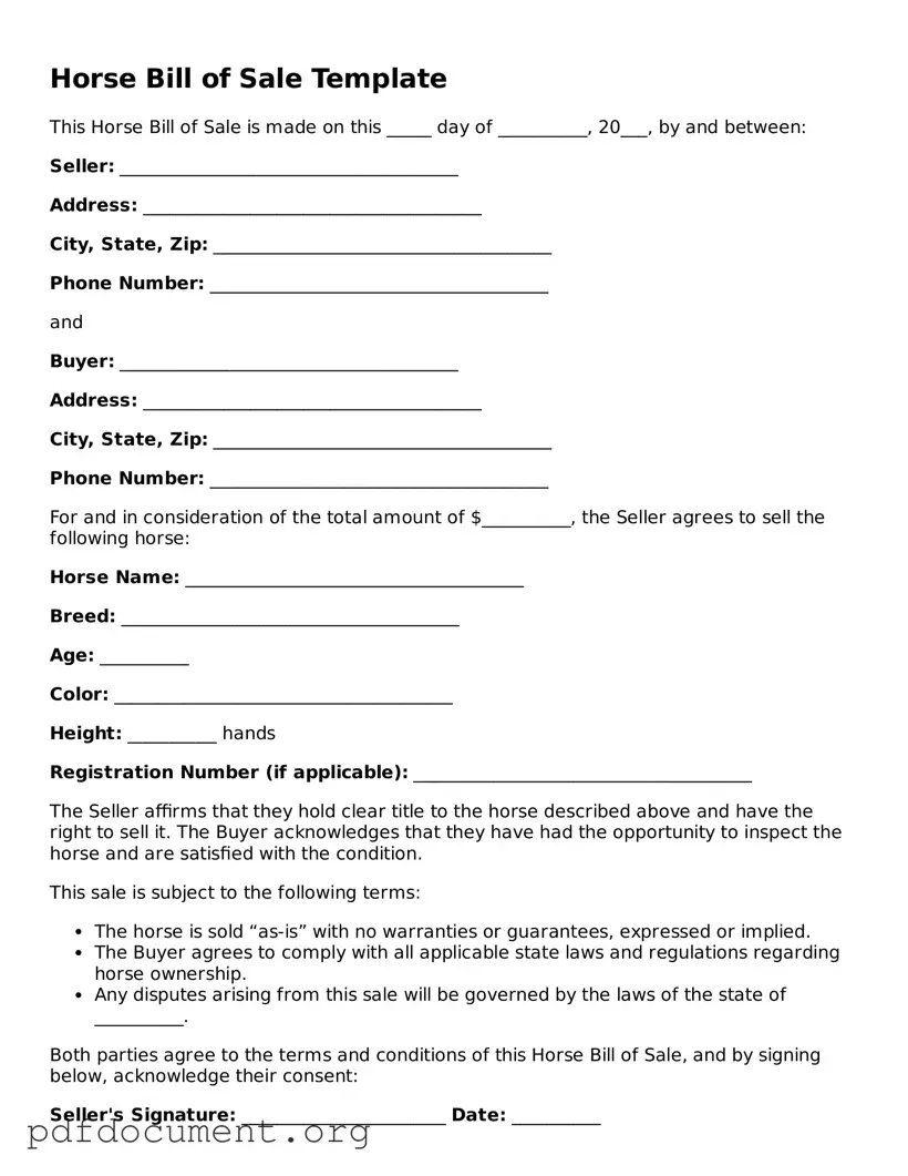 Attorney-Approved Horse Bill of Sale Template