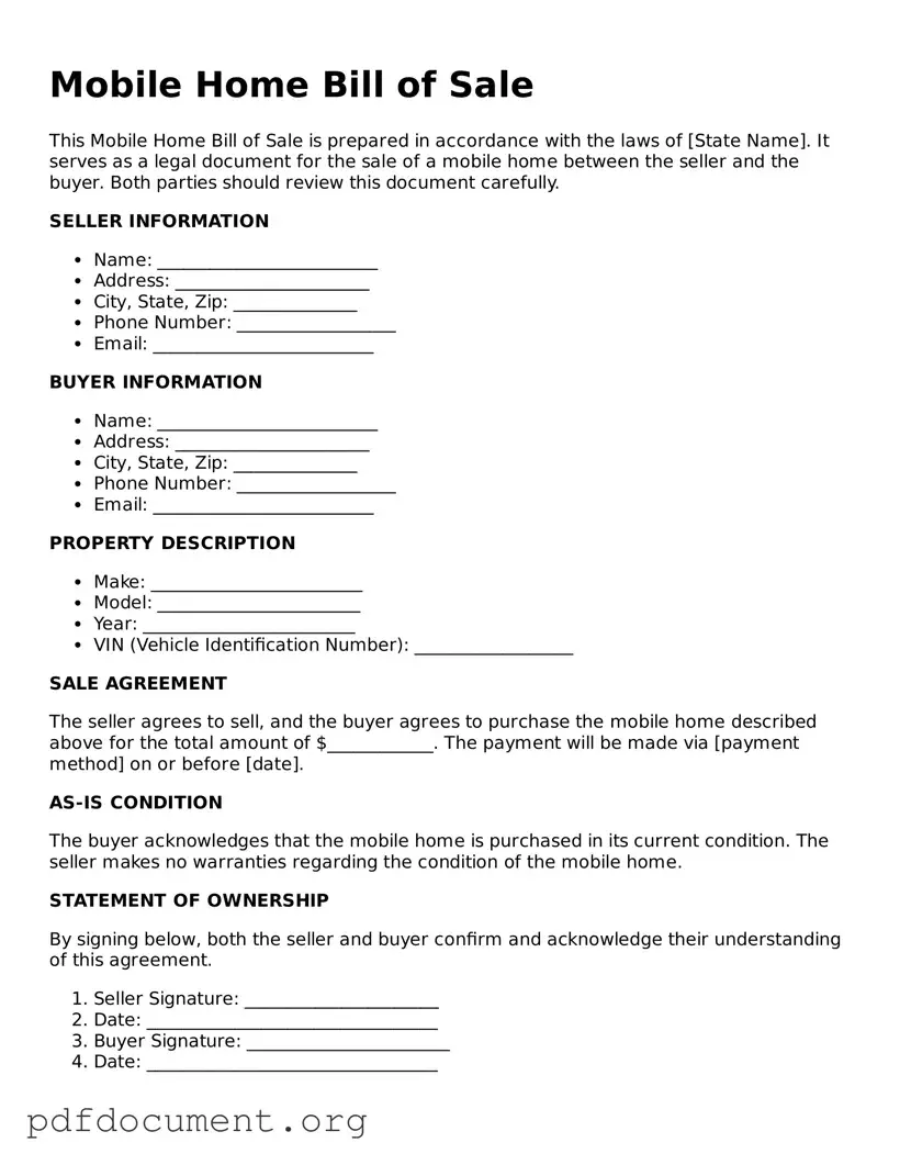 Attorney-Approved Mobile Home Bill of Sale Template