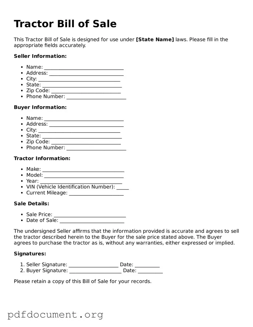 Attorney-Approved Tractor Bill of Sale Template