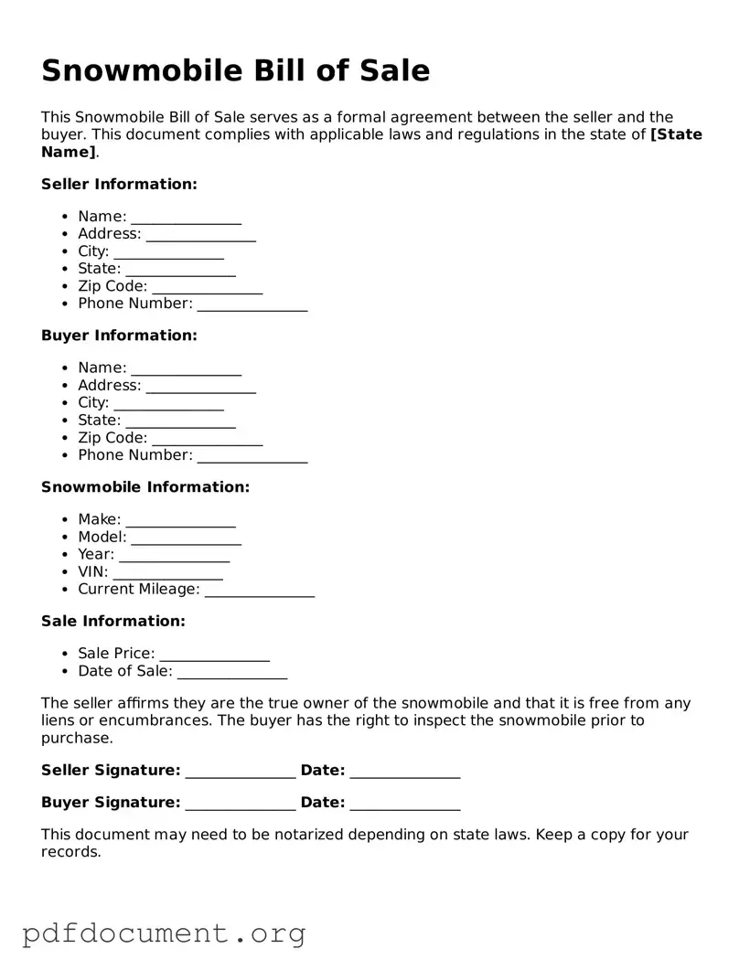 Attorney-Approved Snowmobile Bill of Sale Template