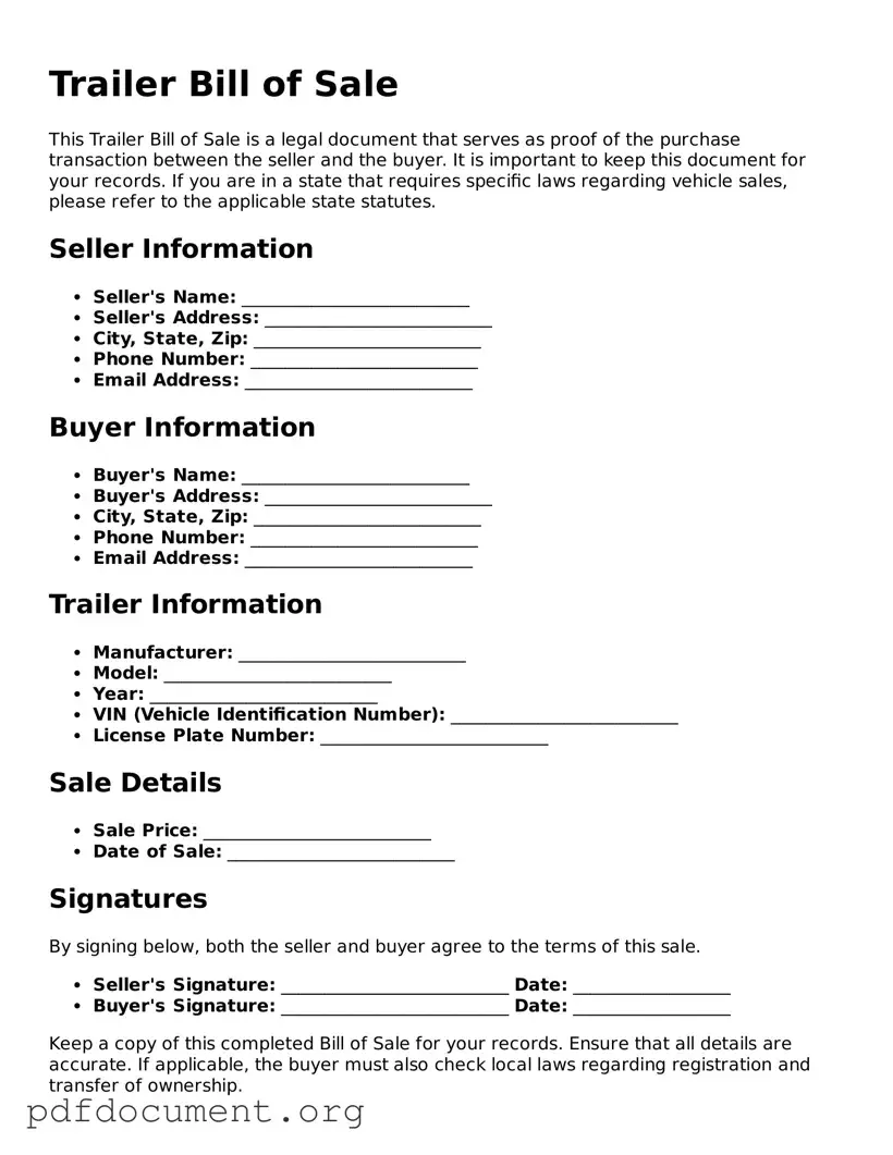 Attorney-Approved Trailer Bill of Sale Template