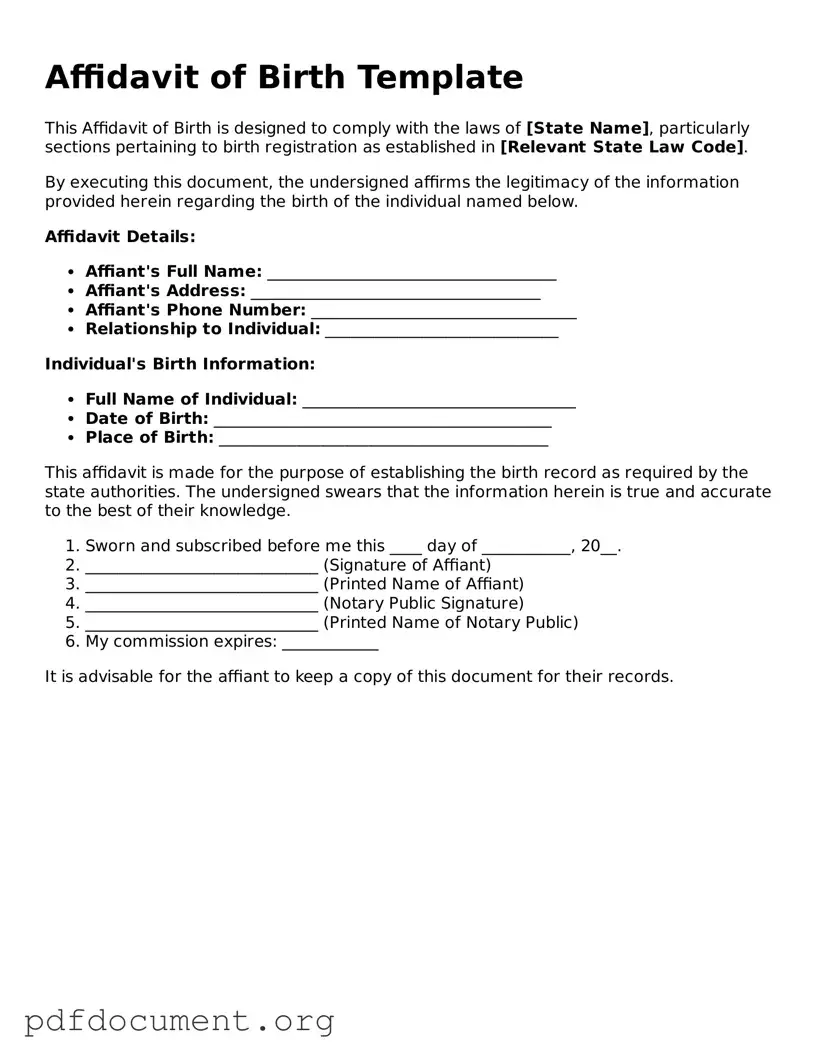 Attorney-Approved Affidavit of Birth Template