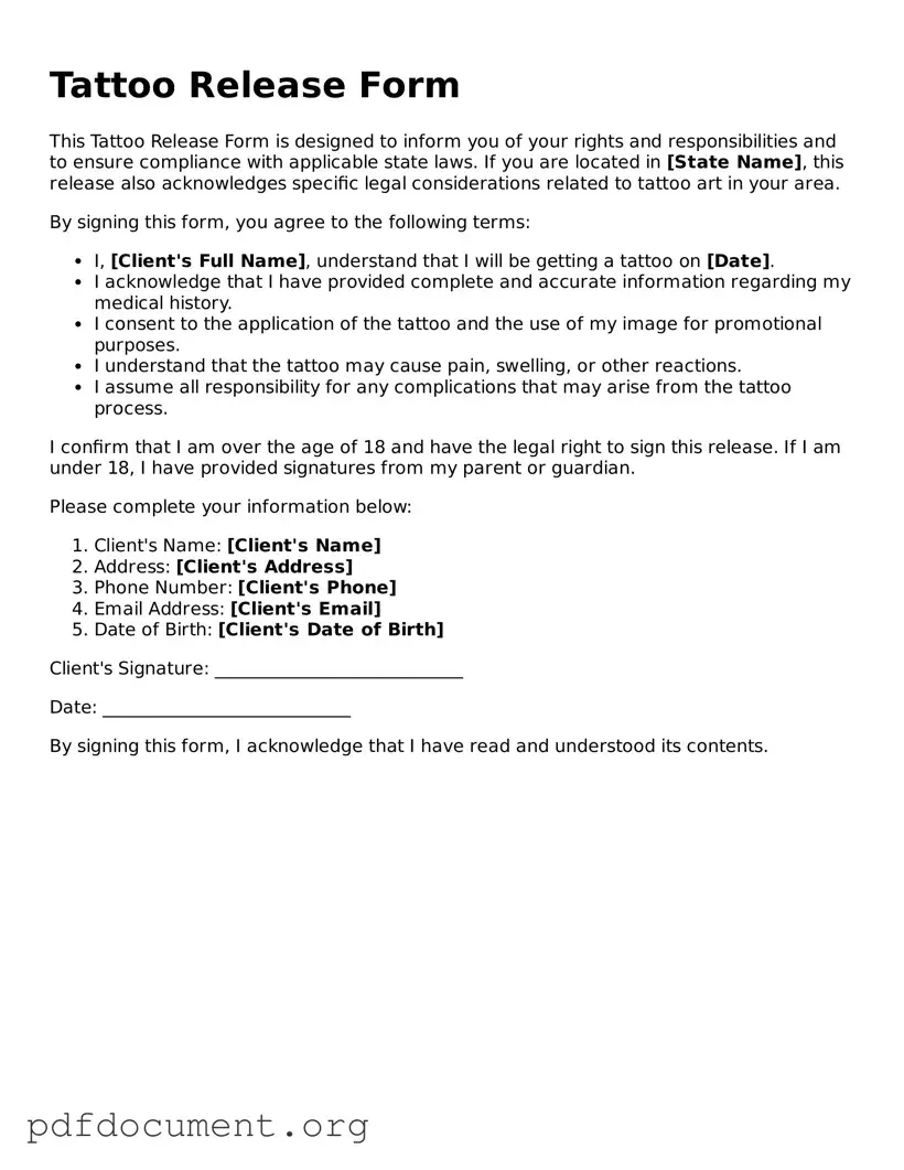 Attorney-Approved Tattoo Release Template
