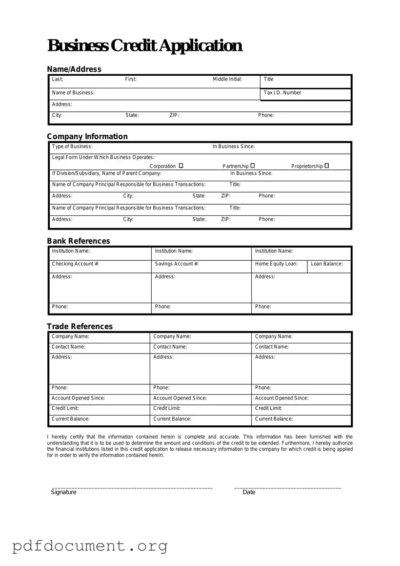 Fill Out Your Business Credit Application Form