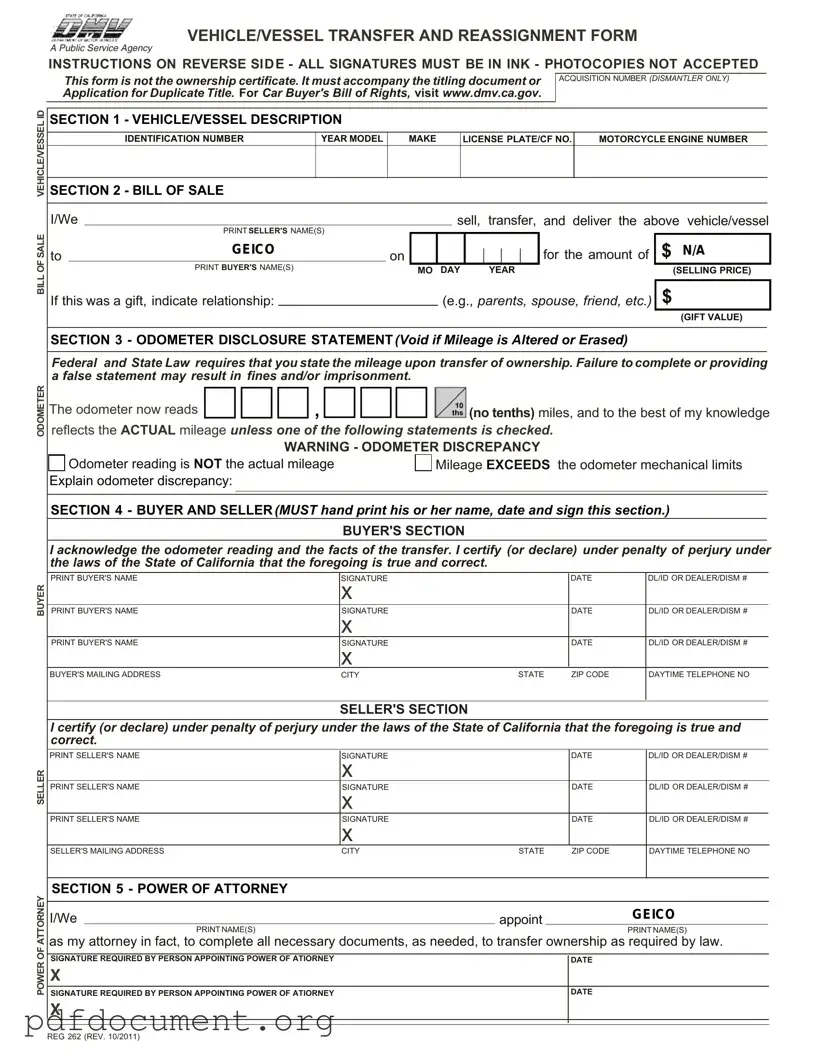 Fill Out Your California Fotm Reg 262 Form