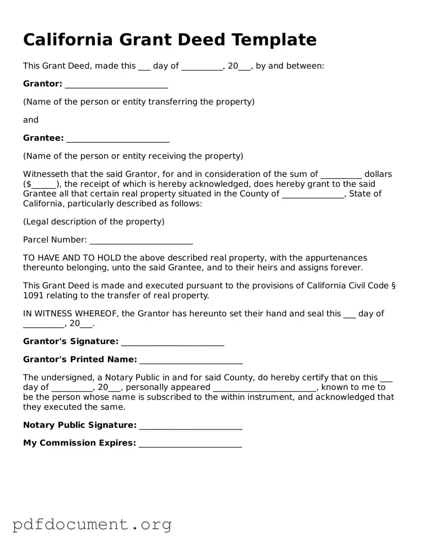 Blank Deed Form for California State