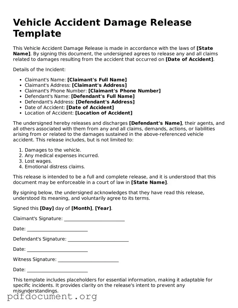 Attorney-Approved Vehicle Accident Damage Release Template