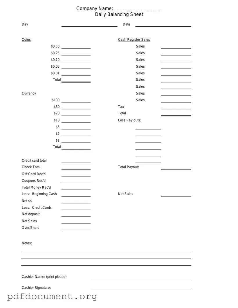 Fill Out Your Cash Drawer Count Sheet Form