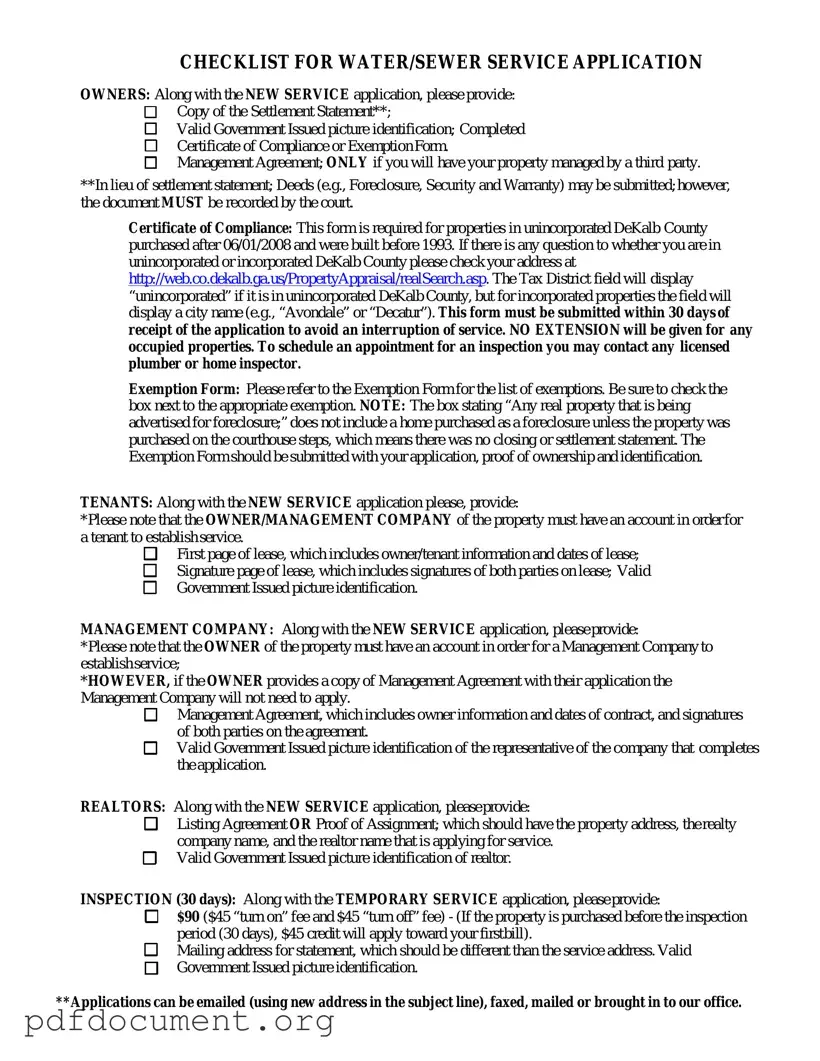 Fill Out Your Dekalb County Water Application Form