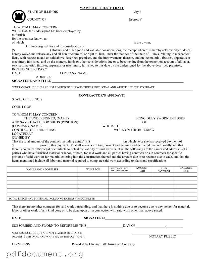 Fill Out Your Chicago Title Waiver Format Form