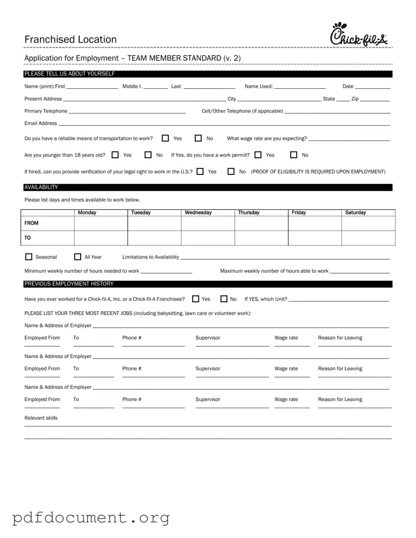 Fill Out Your Chick Fil A Job Application Form