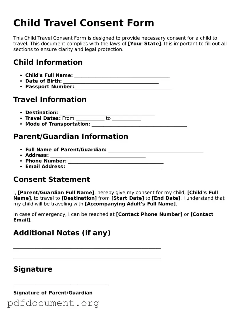 Attorney-Approved Child Travel Consent Form Template