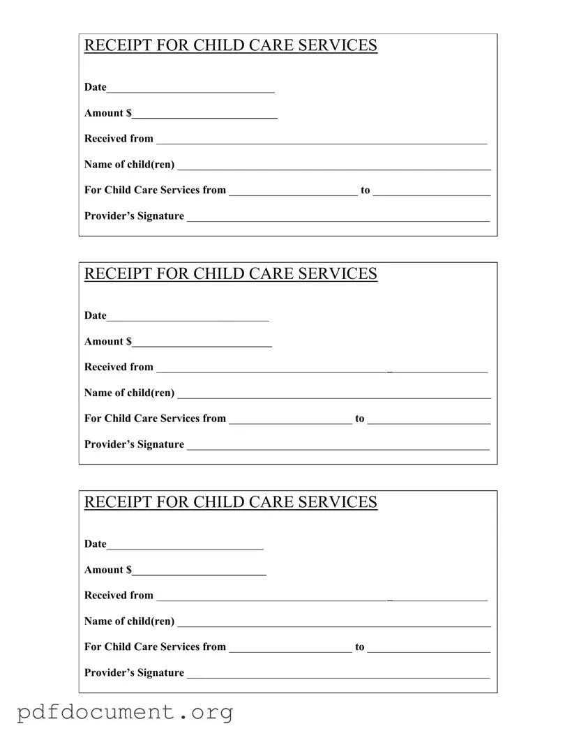 Fill Out Your Childcare Receipt Form