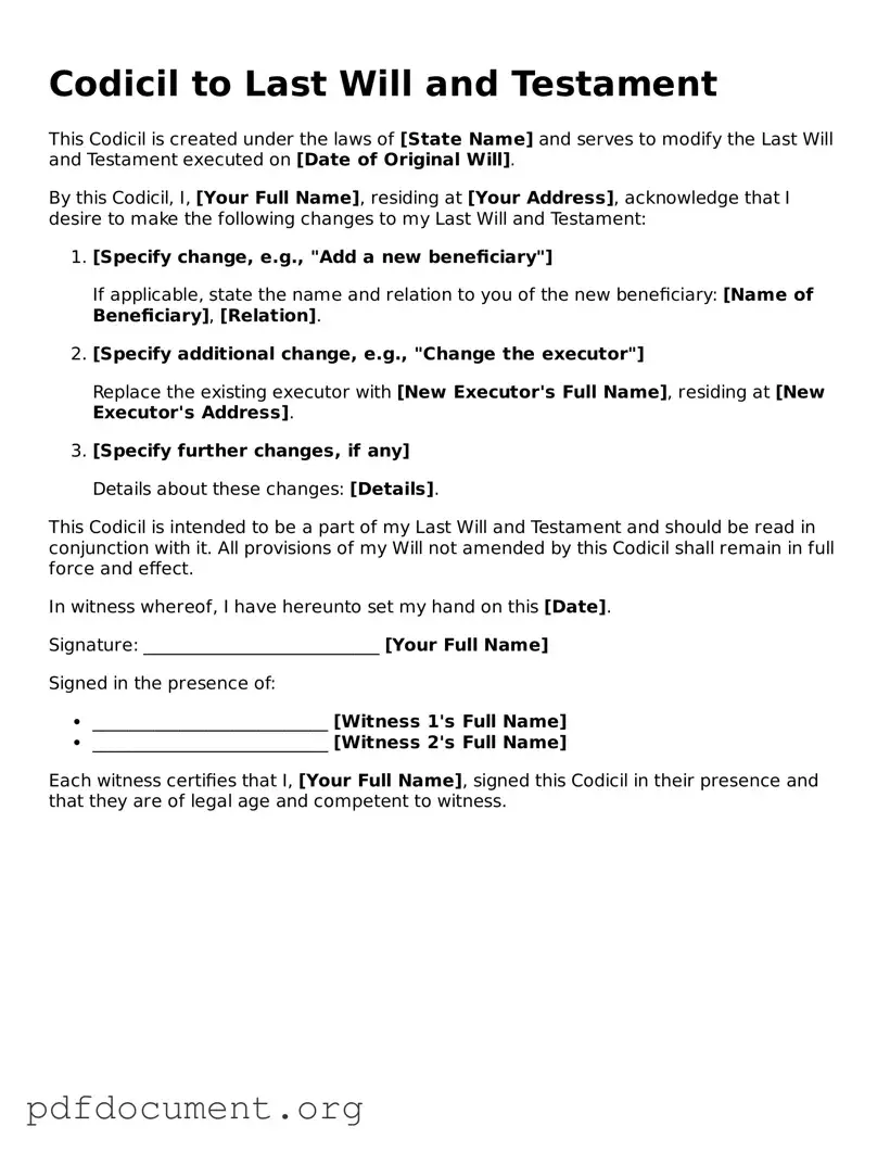 Attorney-Approved Codicil to Will Template