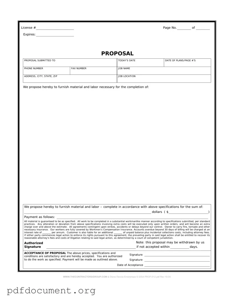Fill Out Your Construction proposal form Form
