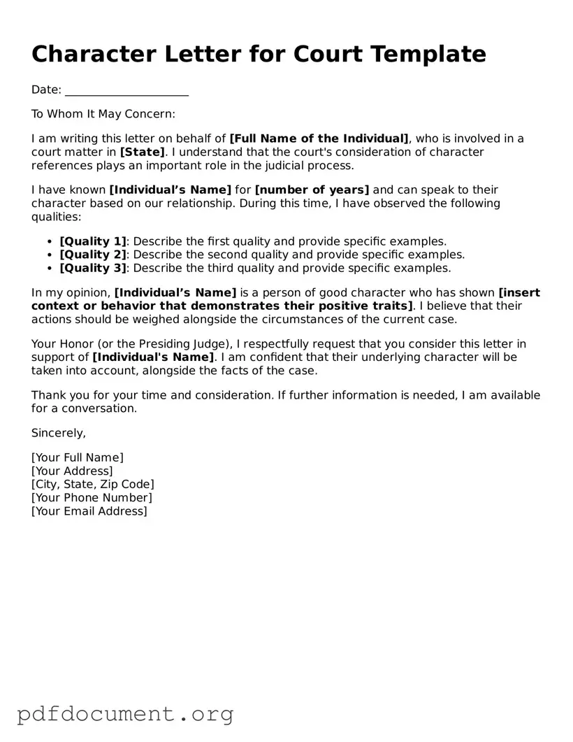 Attorney-Approved Character Letter for Court Template