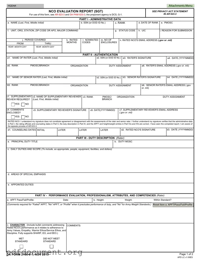 Fill Out Your Da 2166 9 1 Form