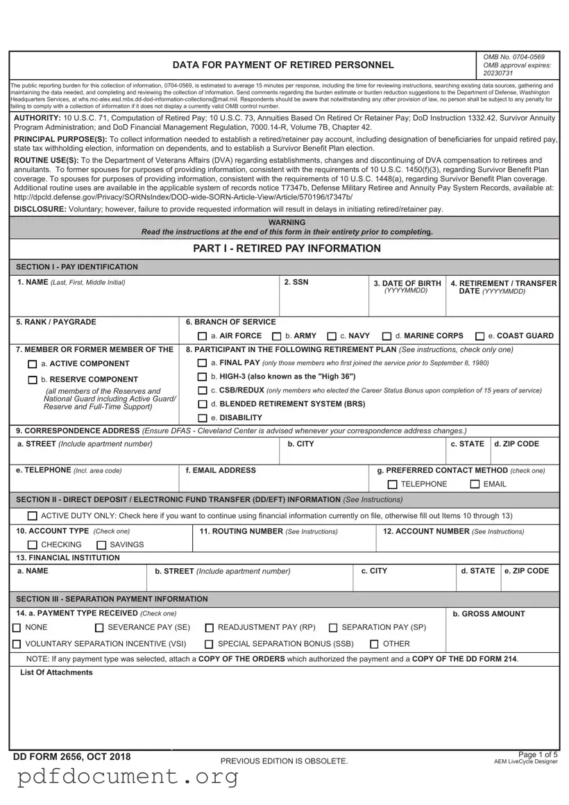 Fill Out Your DD 2656 Form