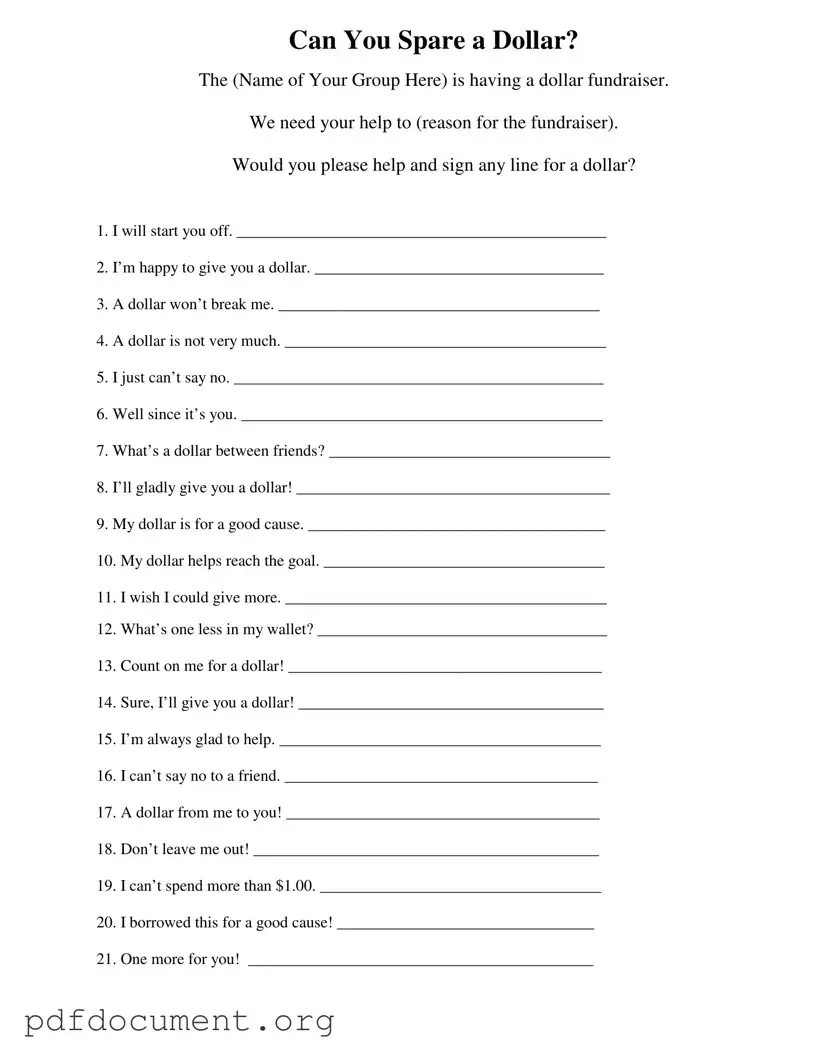 Fill Out Your Donated A Dollar Form