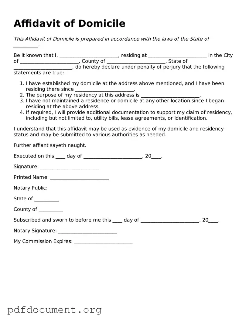 Attorney-Approved Affidavit of Domicile Template