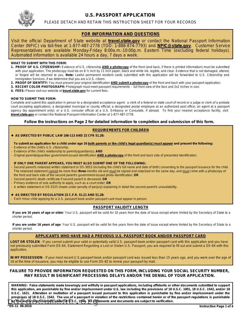 Fill Out Your DS-11 U.S. Passport application Form