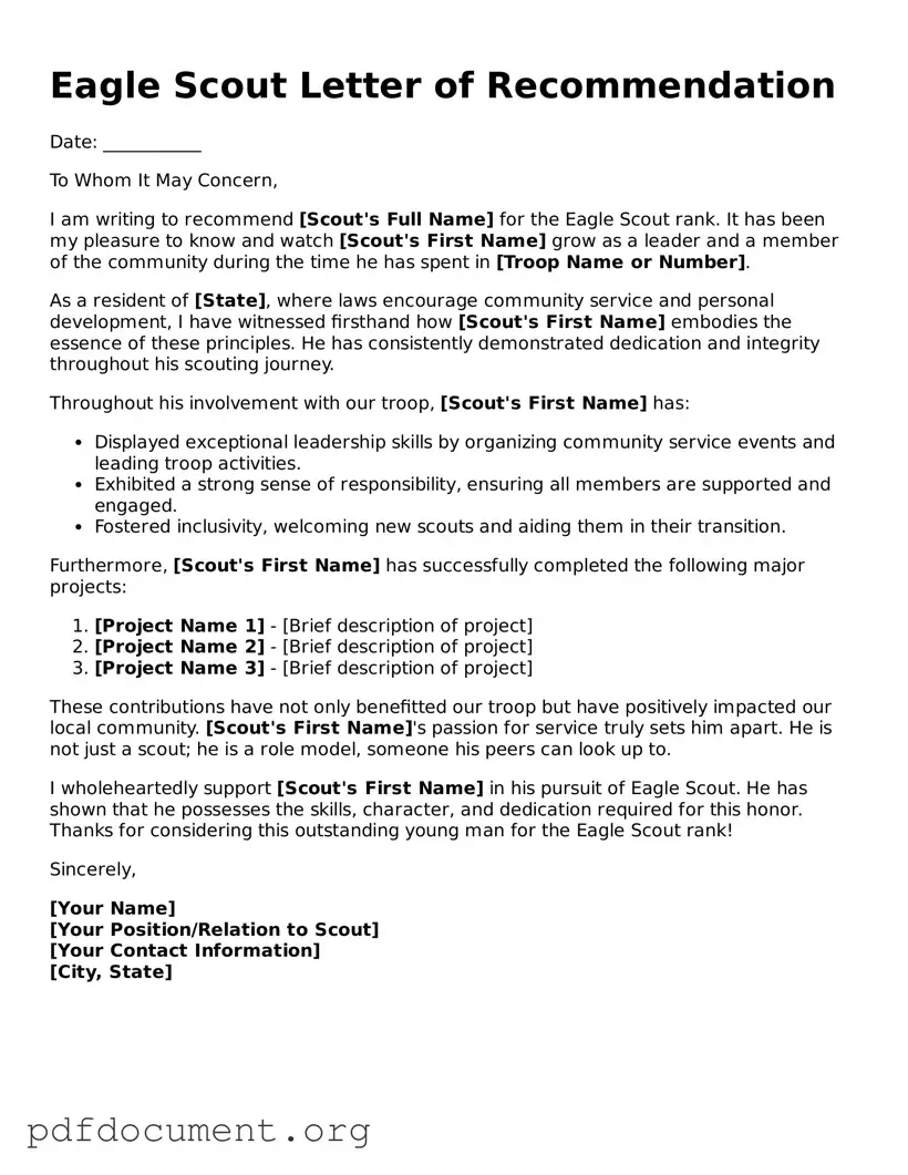 Attorney-Approved Eagle Scout Letter of Recommendation Template