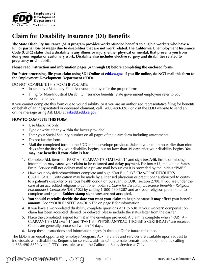 Fill Out Your EDD DE 2501 Form
