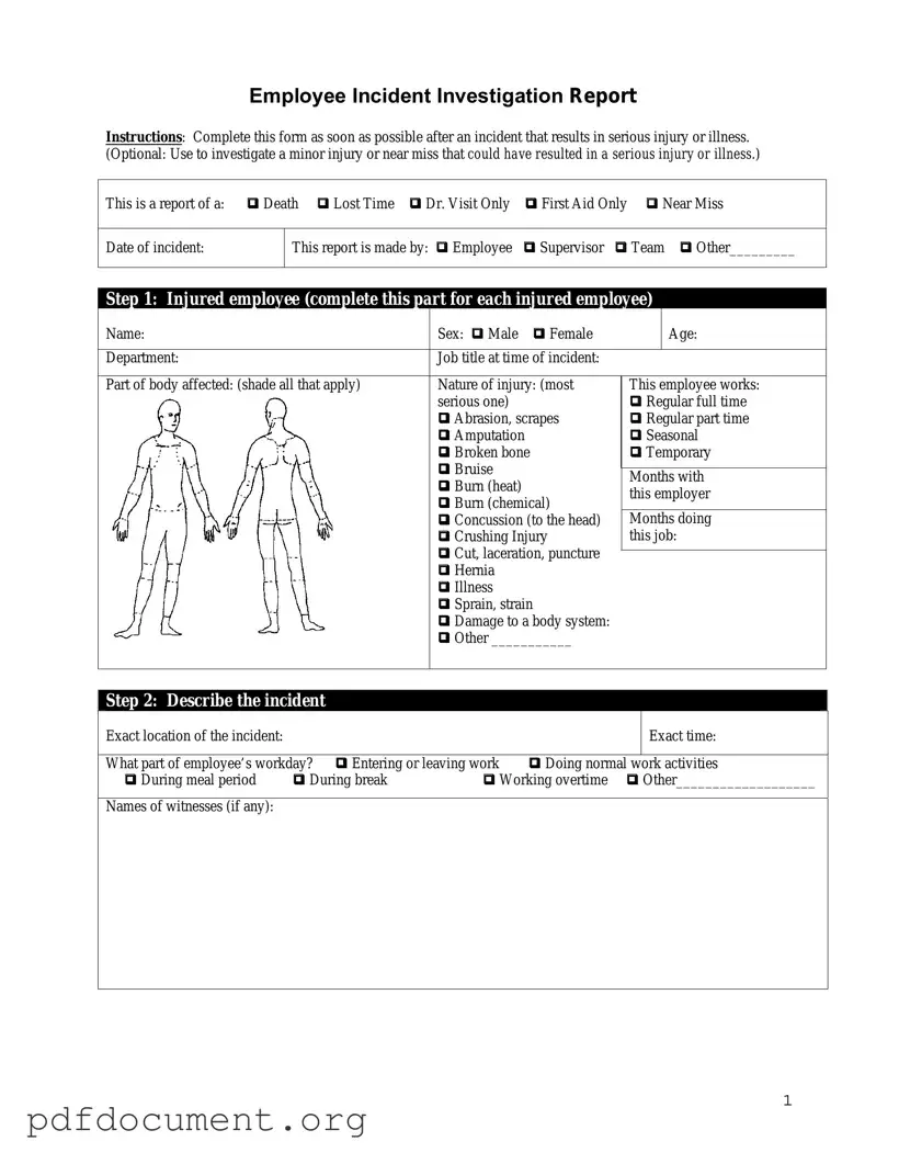 Fill Out Your Employee Accident Report Form