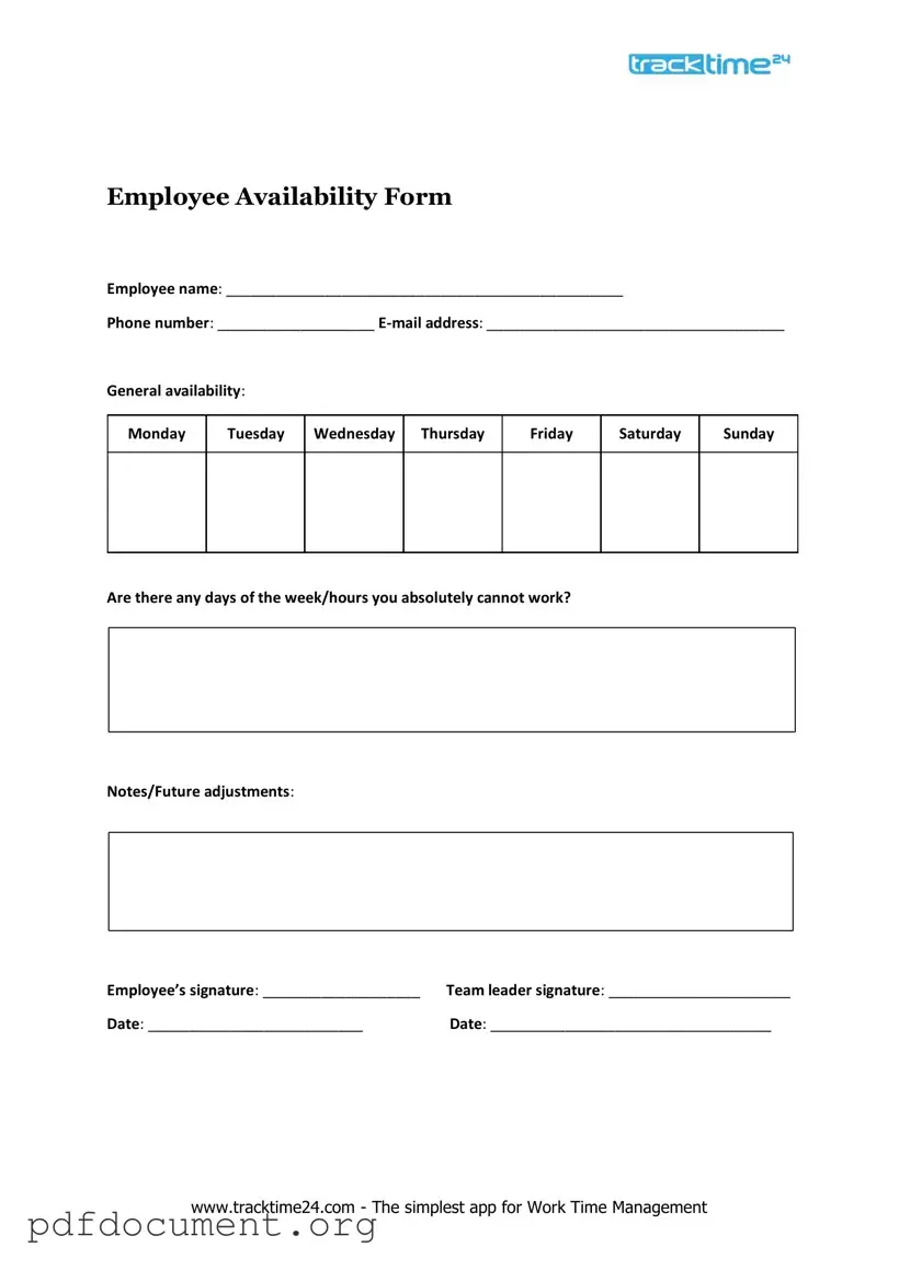 Fill Out Your Employee Availability Form