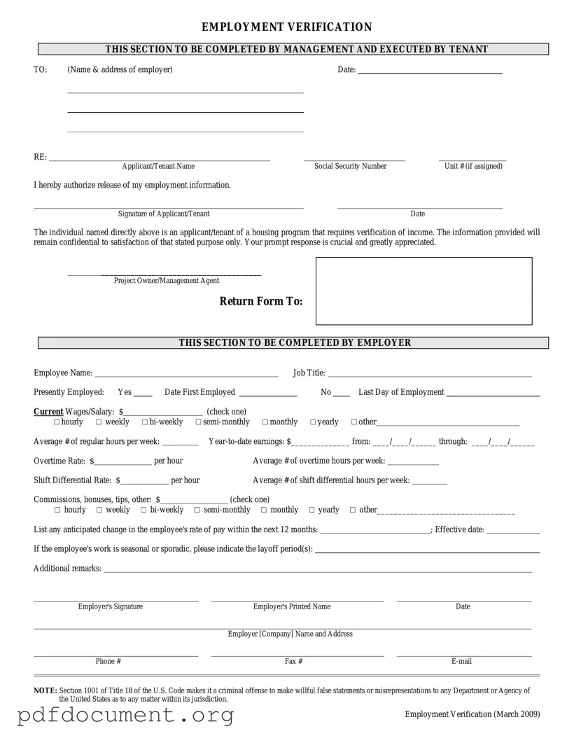 Fill Out Your Employment verification form Form