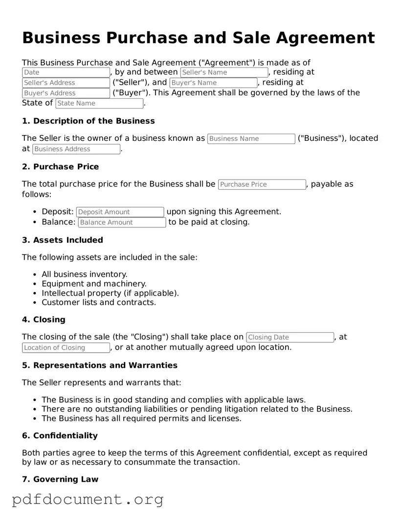 Attorney-Approved Business Purchase and Sale Agreement Template