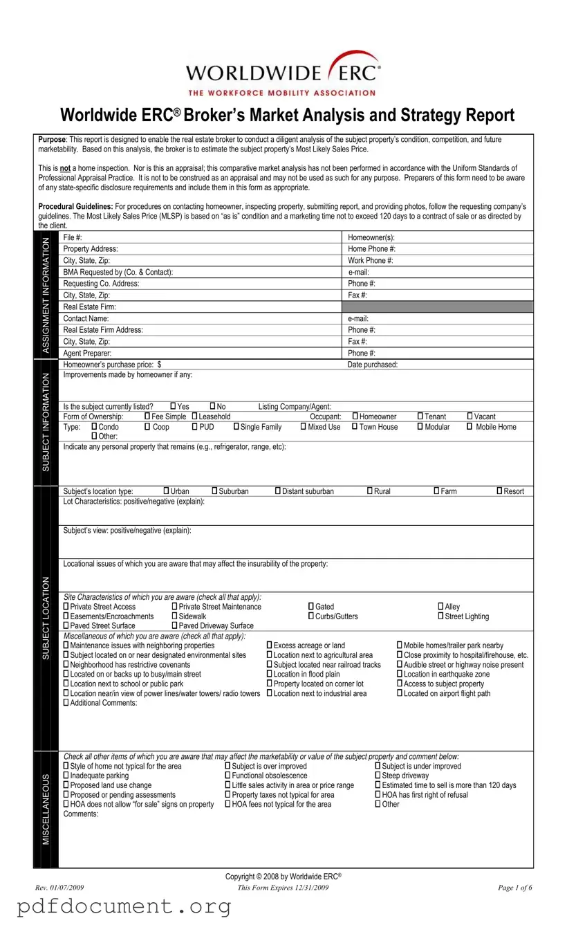 Fill Out Your Erc Broker Market Analysis Form