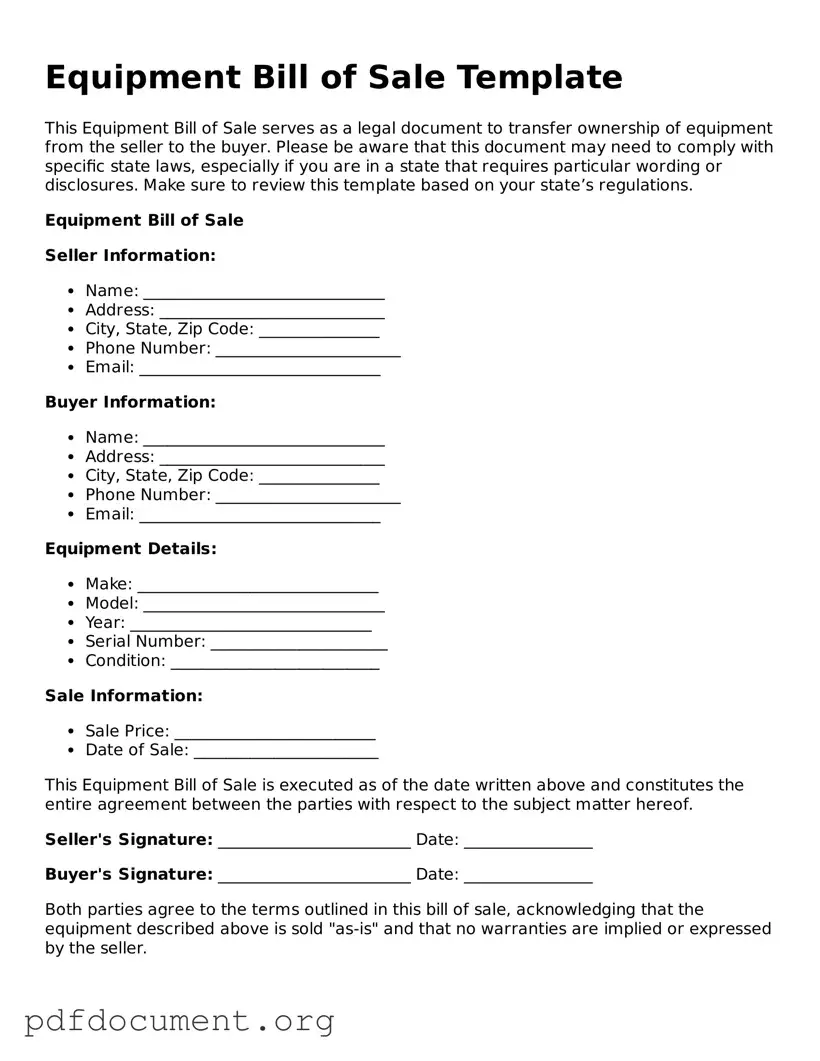 Attorney-Approved Equipment Bill of Sale Template