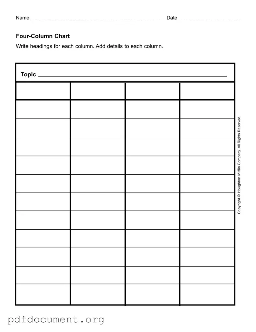 Fill Out Your Four Column Chart Form