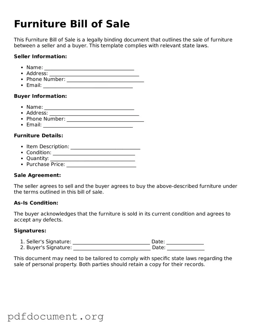 Attorney-Approved Furniture Bill of Sale Template