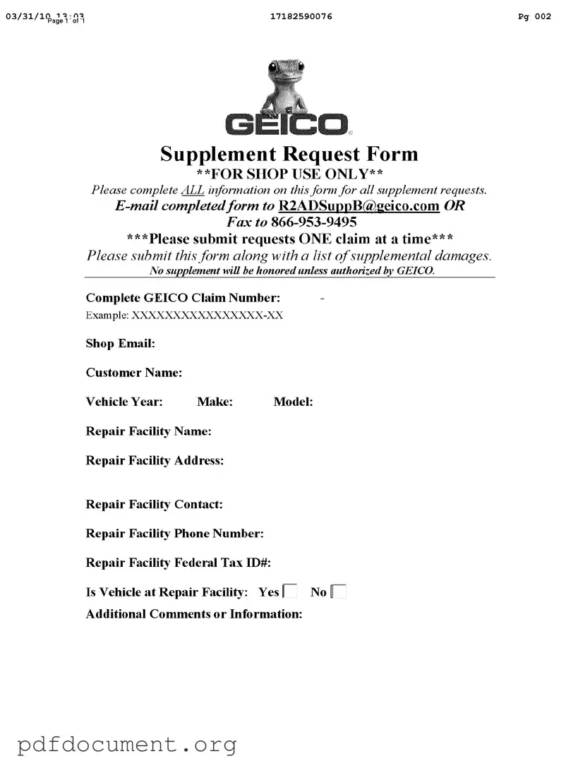 Fill Out Your Geico Supplement Request Form