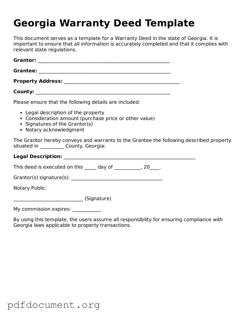 Blank Deed Form for Georgia State