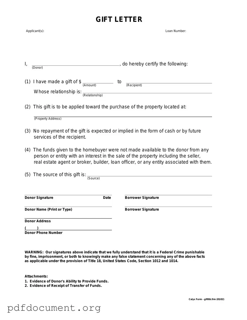 Fill Out Your Gift Letter Form