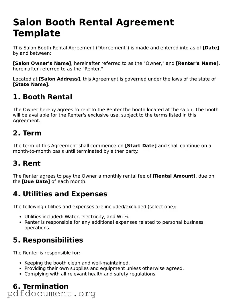 Attorney-Approved Salon Booth Rental Agreement Template