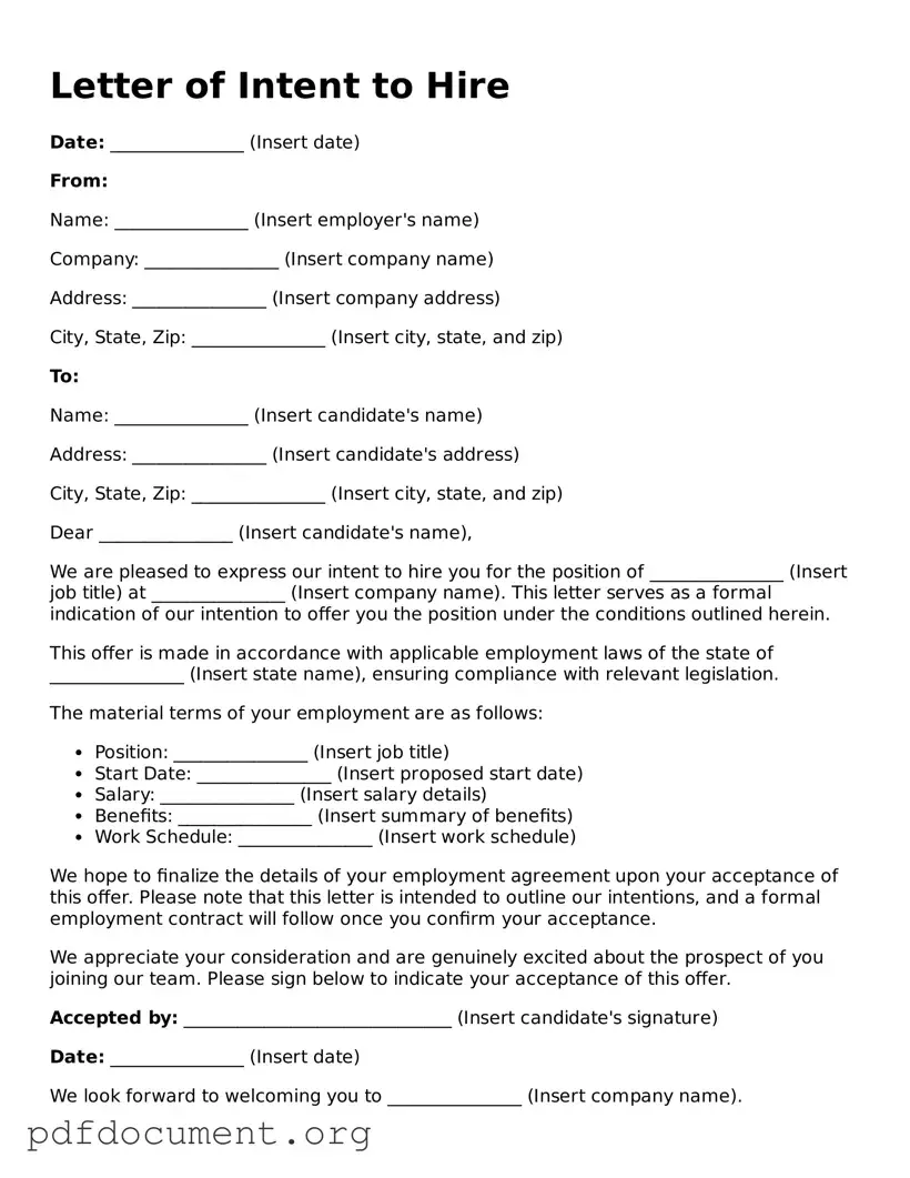 Attorney-Approved Letter of Intent to Hire Template