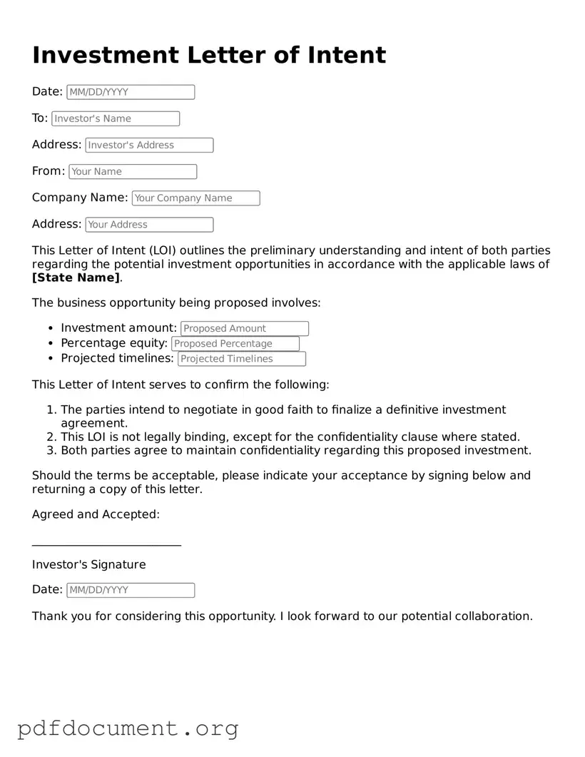 Attorney-Approved Investment Letter of Intent Template