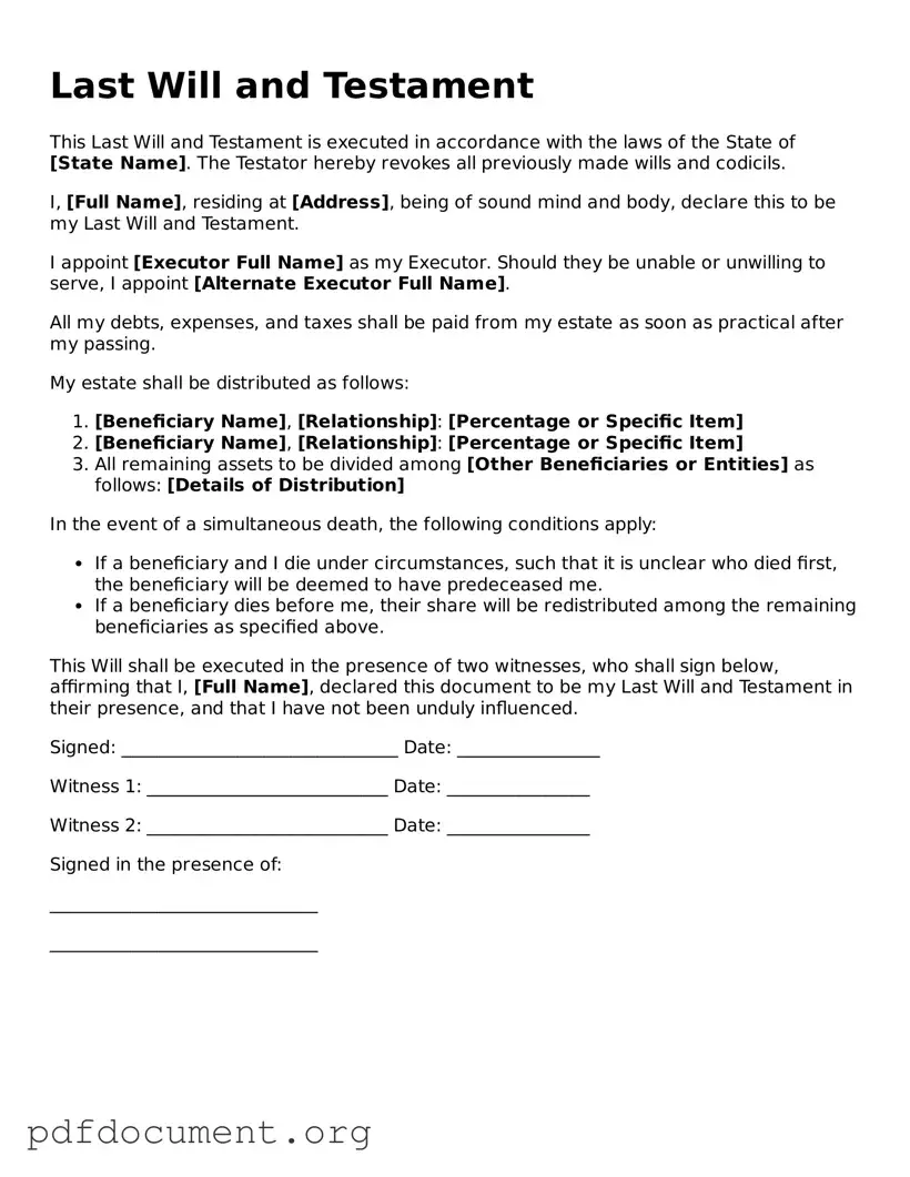 Attorney-Approved Last Will and Testament Template